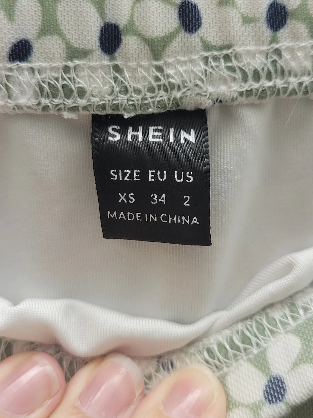 SHEIN Sage Green Maxi Skirt with White Daisy Print